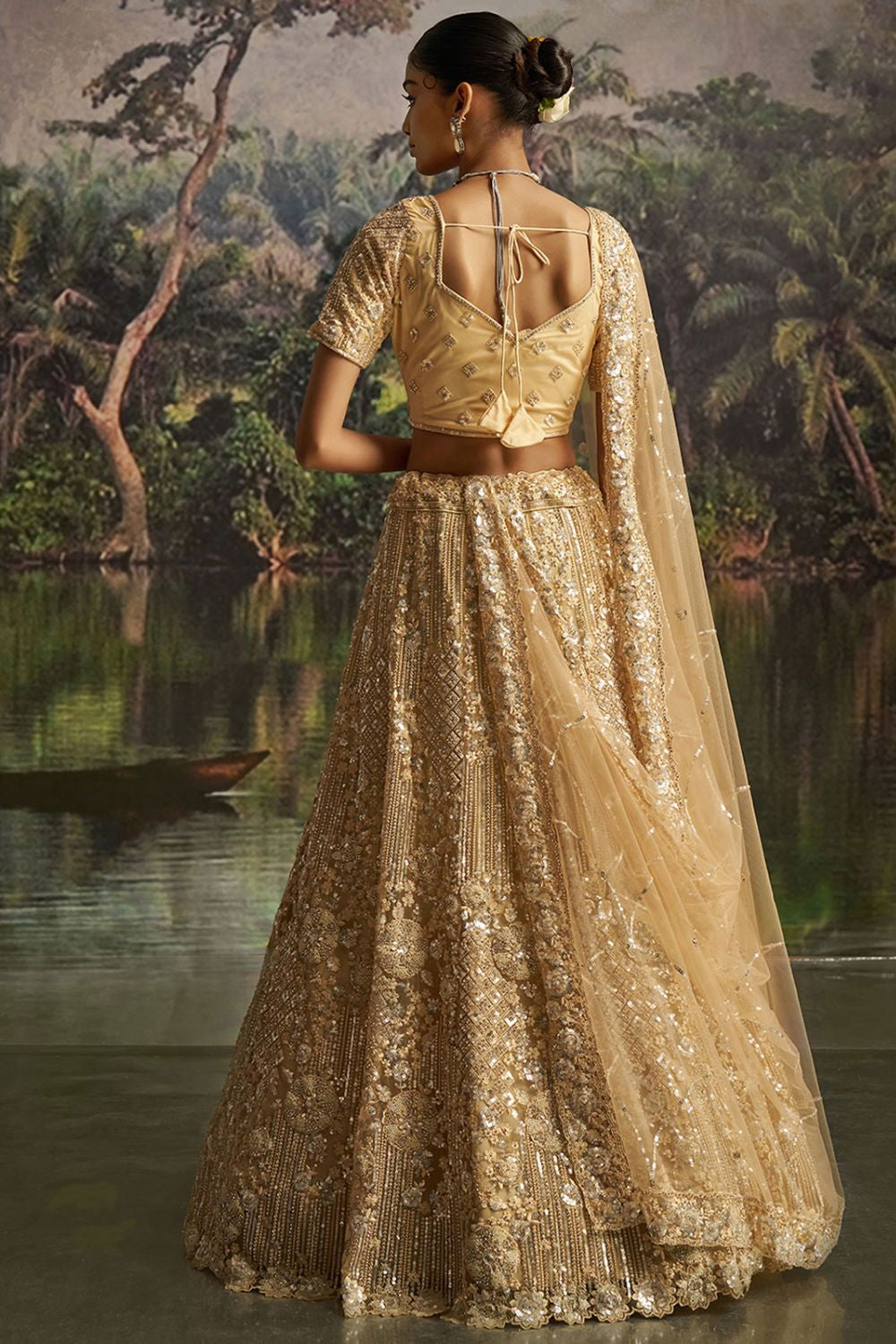 Beige Net Lehenga Choli SFARY22803