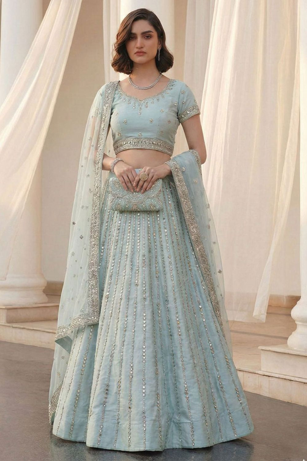 Blue Silk Lehenga Choli - SFSA512901