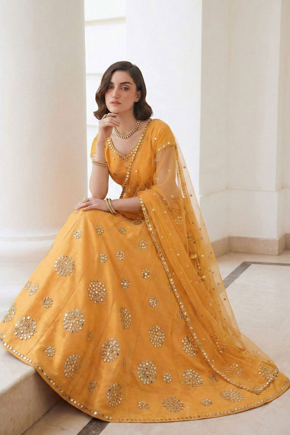 Yellow Silk Lehenga Choli - SFSA512904