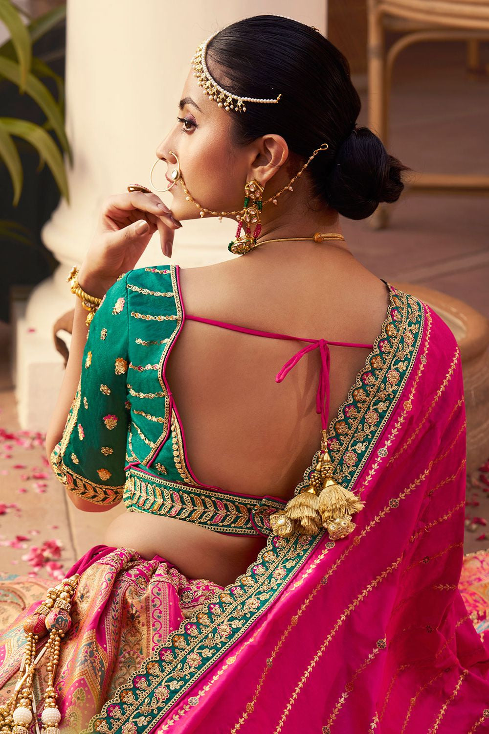 Rani Banarasi Bridal Lehenga Choli In Zarkan Cut Work SFSJDN30803