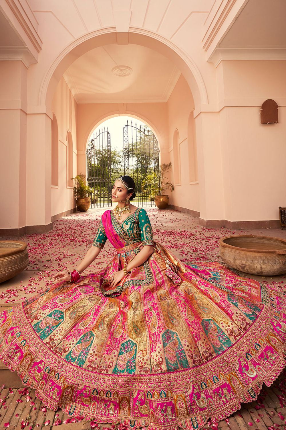 Rani Banarasi Bridal Lehenga Choli In Zarkan Cut Work SFSJDN30803