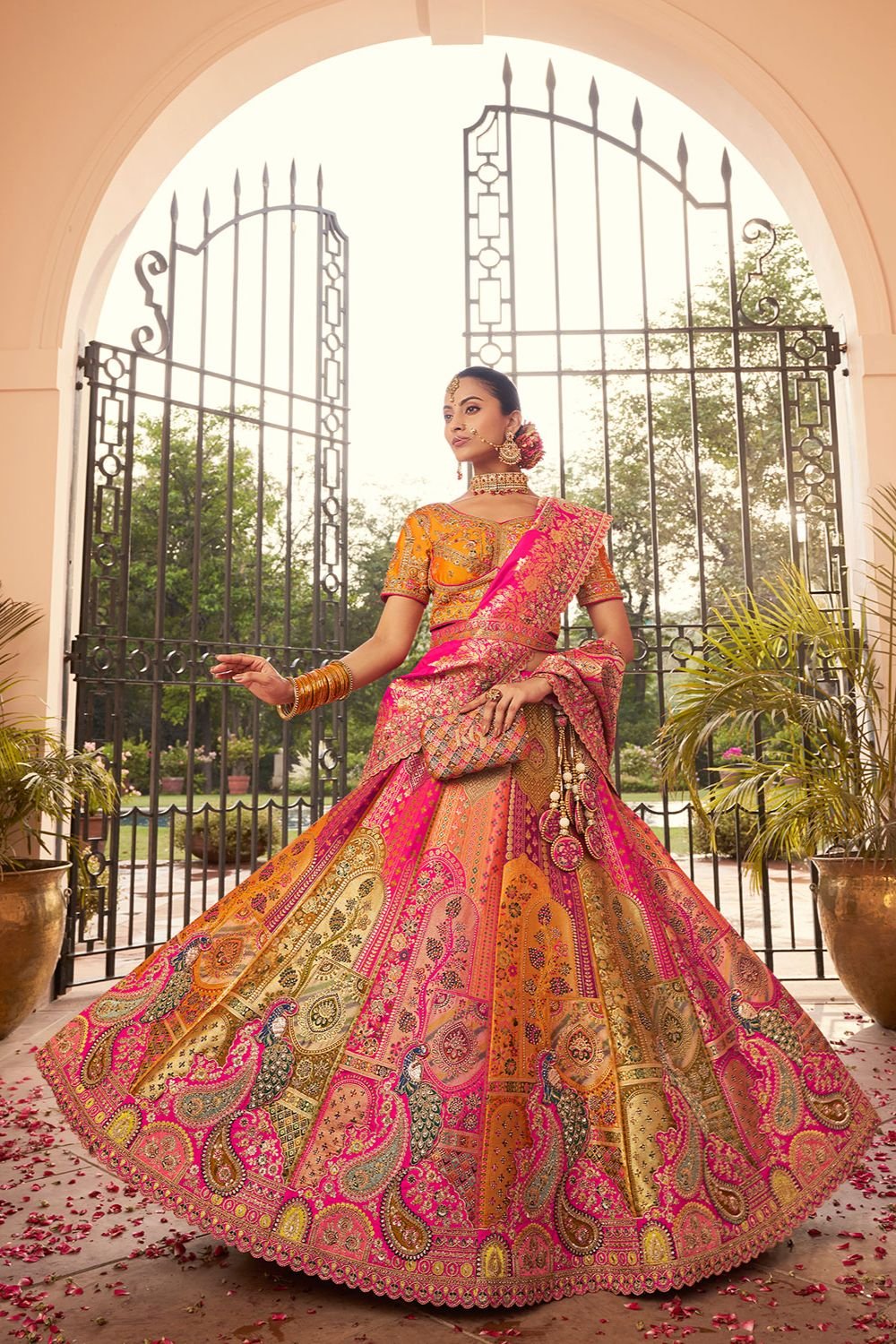 Rani Banarasi Bridal Lehenga Choli In Zarkan Cut Work SFSJDN30805