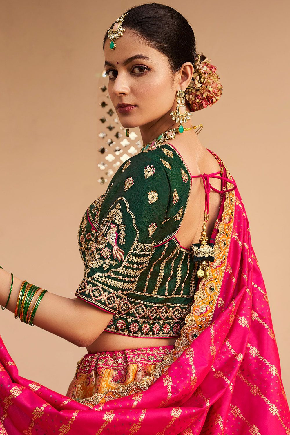 Yellow Banarasi Bridal Lehenga Choli In Zarkan Cut Work SFSJDN30806