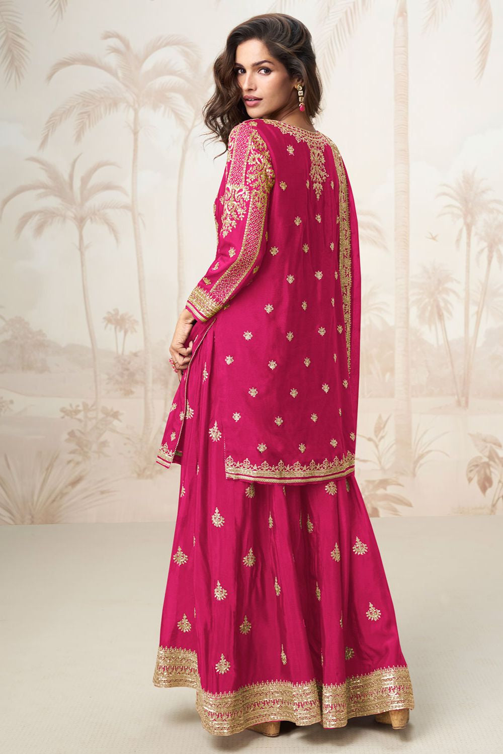 Rani Pink Silk Palazzo Suit SFYS155402R