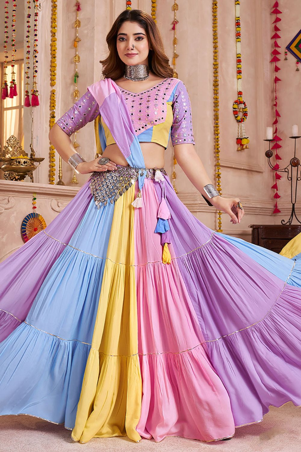 Red Cotton Navratri Chaniya Choli SFKHU20405