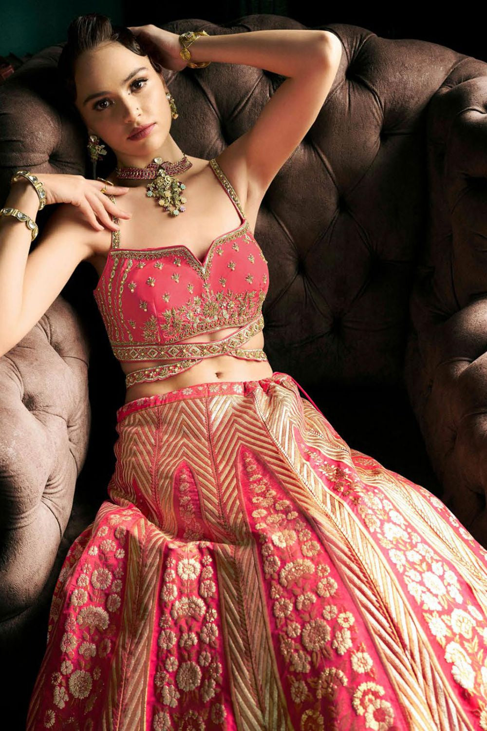 Pink Silk Designer Lehenga Set SFSA480903R