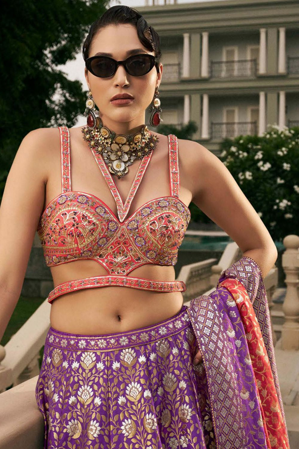 Purple Silk Designer Lehenga Set SFSA480906R