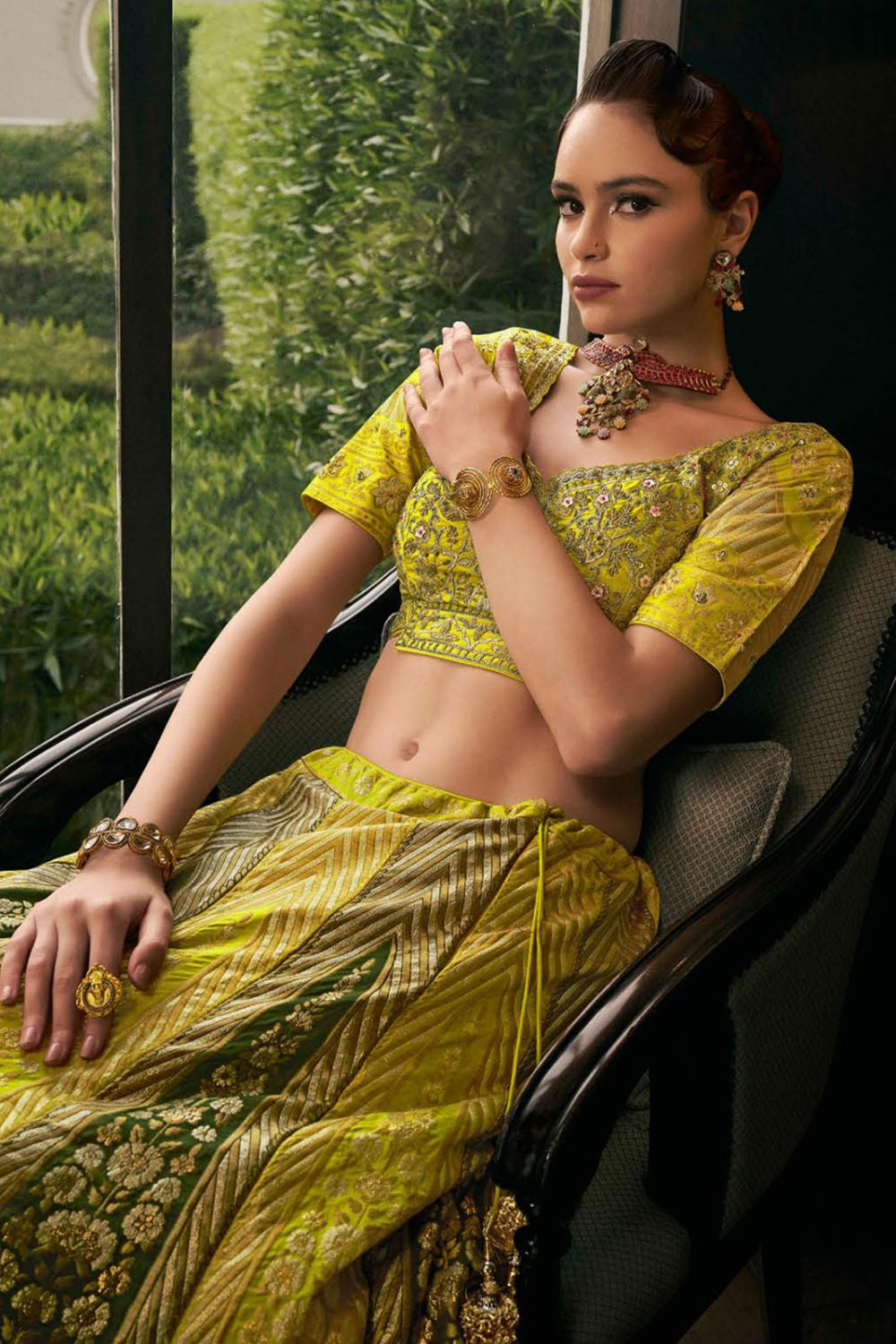 Green Silk Sangeet Designer Lehenga Choli SFSA480914R