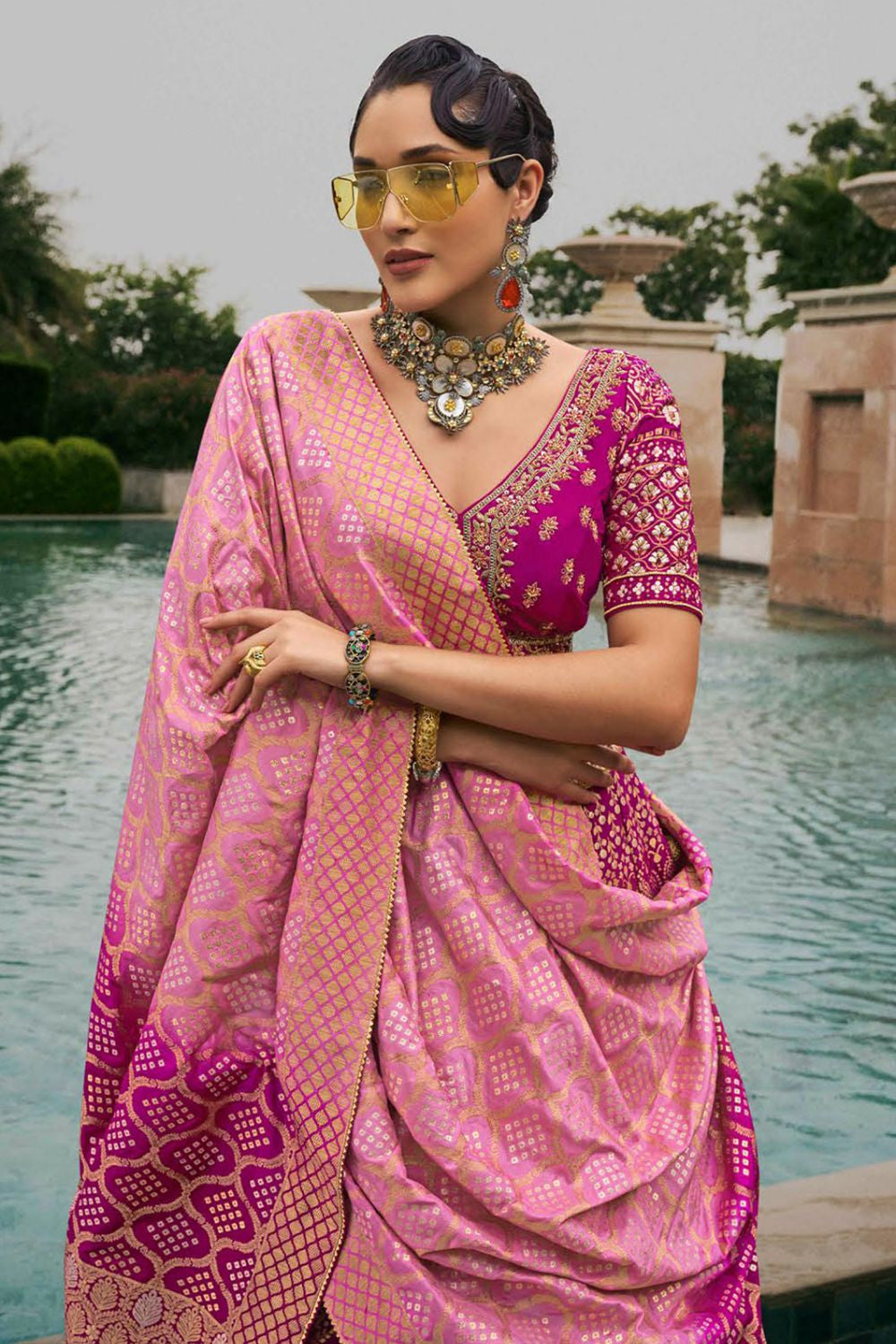 Magenta Silk Sangeet Designer Lehenga Choli SFSA480916R