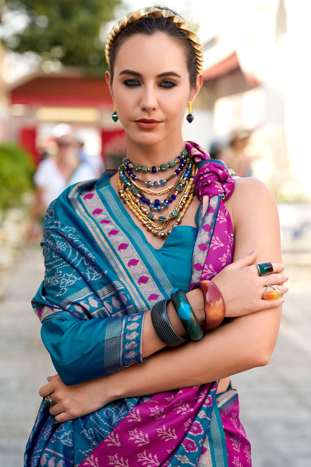 Magenta Soft Silk Print Casual Saree SFSJDN30601
