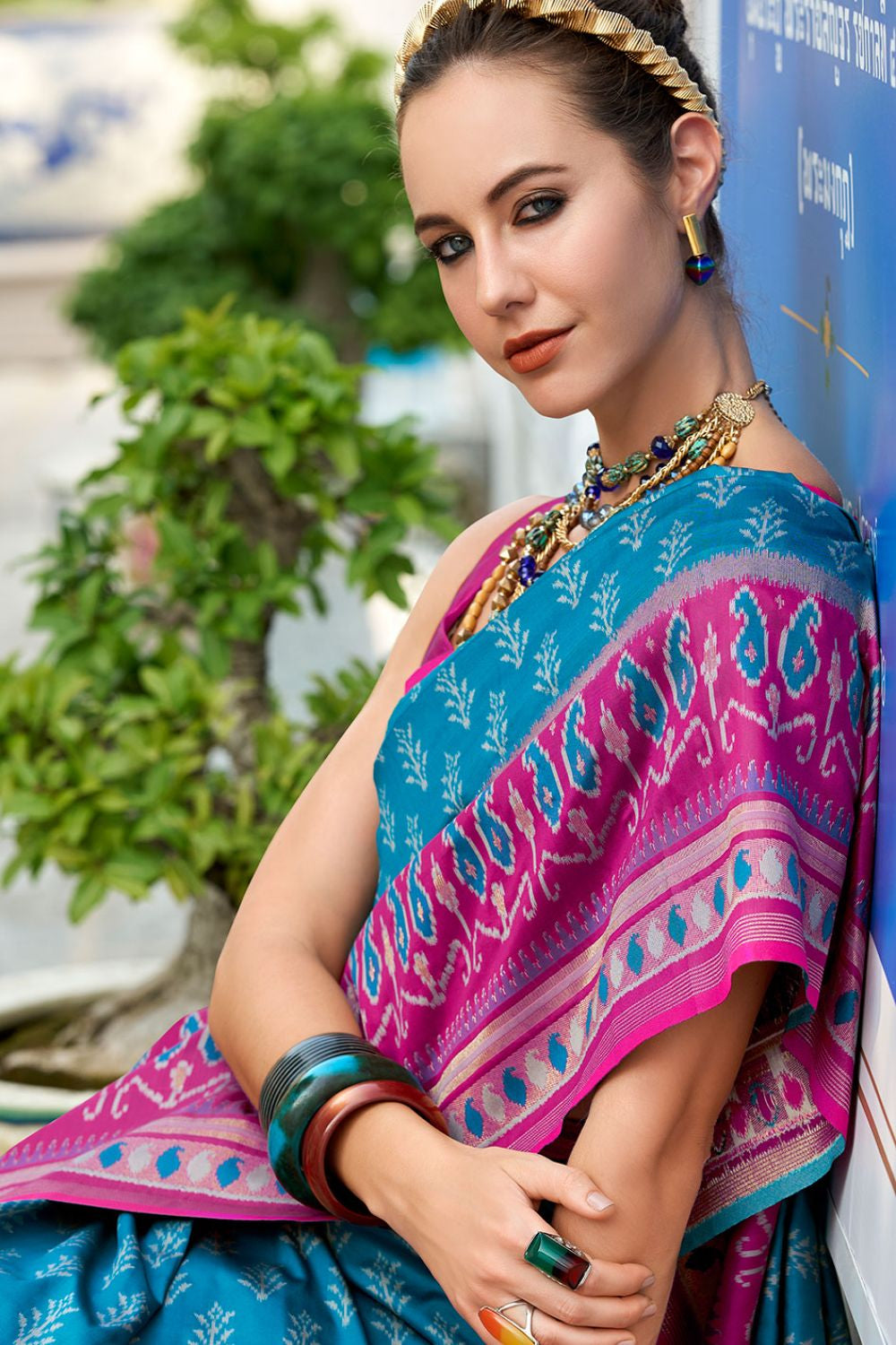 Blue Soft Silk Print Casual Saree SFSJDN30608