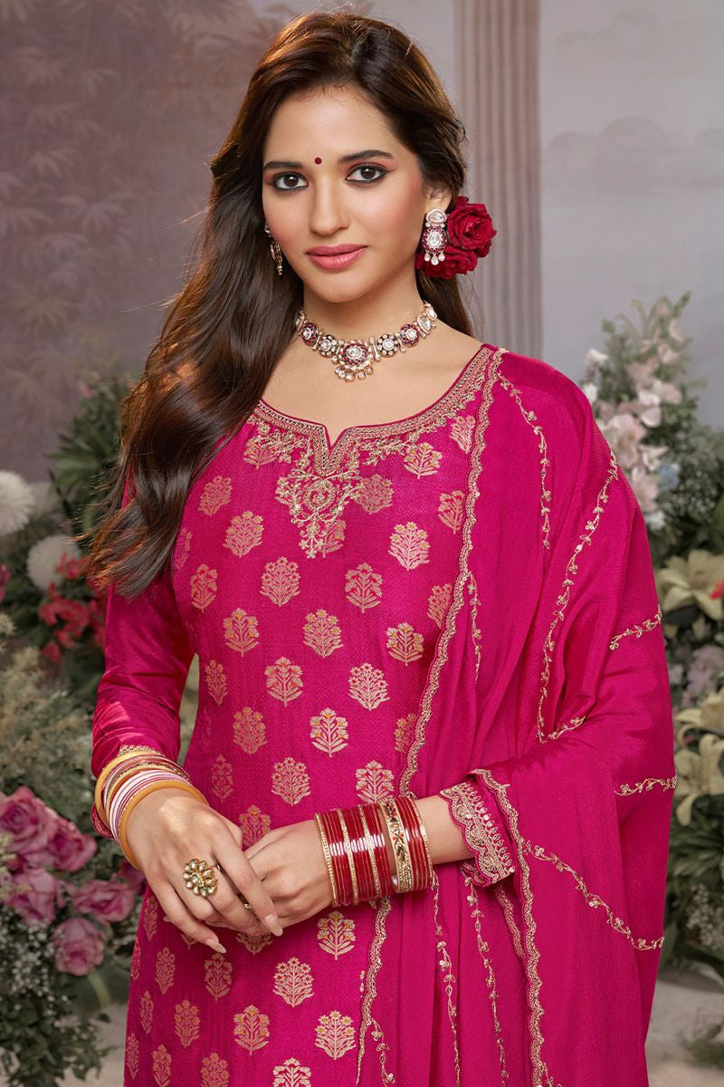 Rani Pink Dola Silk Salwar Kameez - SFVNF2115R