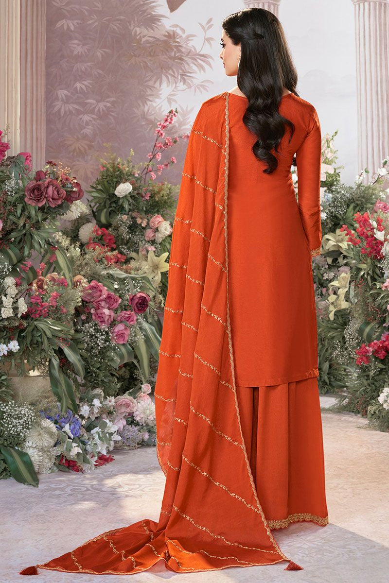 Orange Dola Silk Salwar Kameez - SFVNF2116R