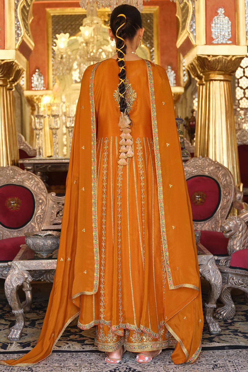 Orange Wedding Sangeet Party Chinnon Salwar Kameez SFFK32301R