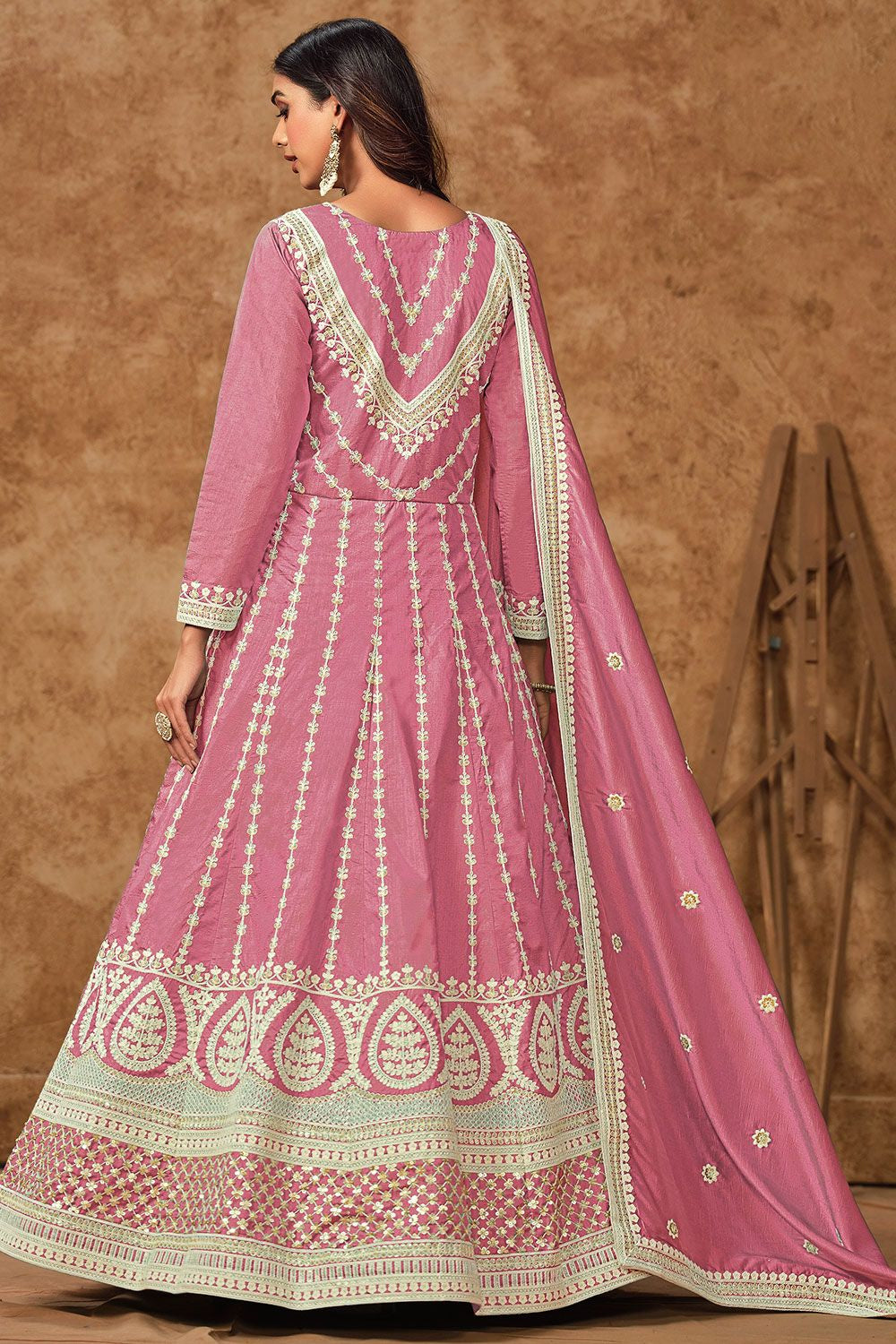 Pink Dola Silk Anarkali Suit Sequins Embroidery Work SFDFS33401R