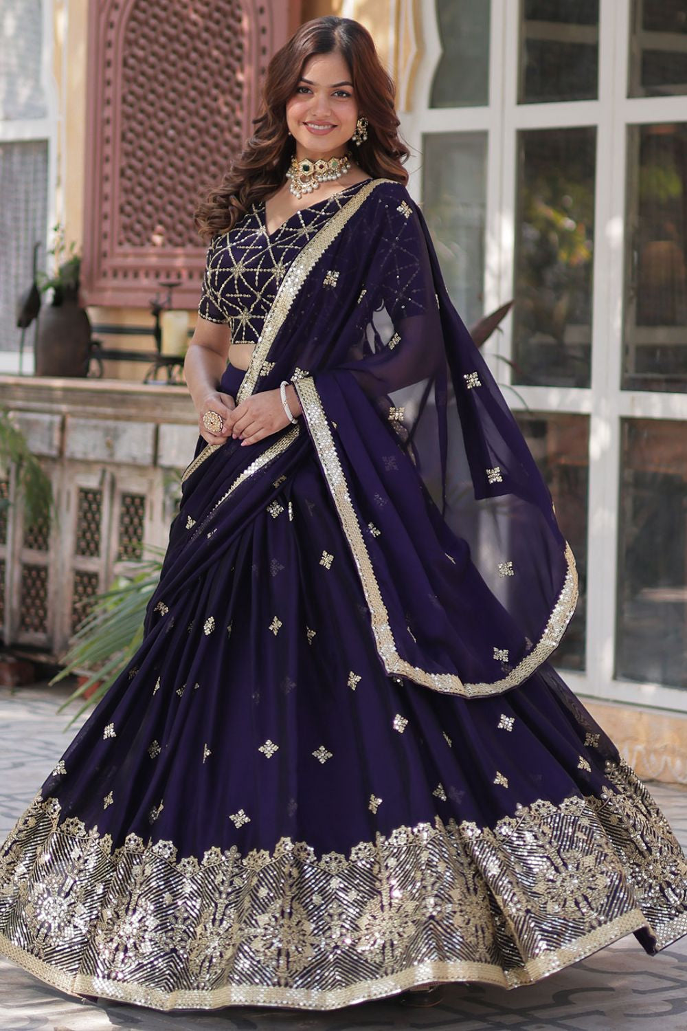 Purple Silk Partywear Lehengas - SFROY503901