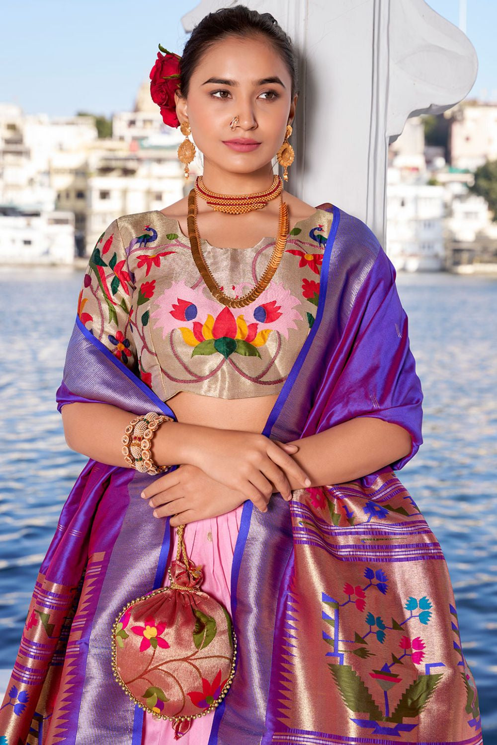 Pink Sangeet Silk Partywear Lehenga Choli Set SFROY508203R