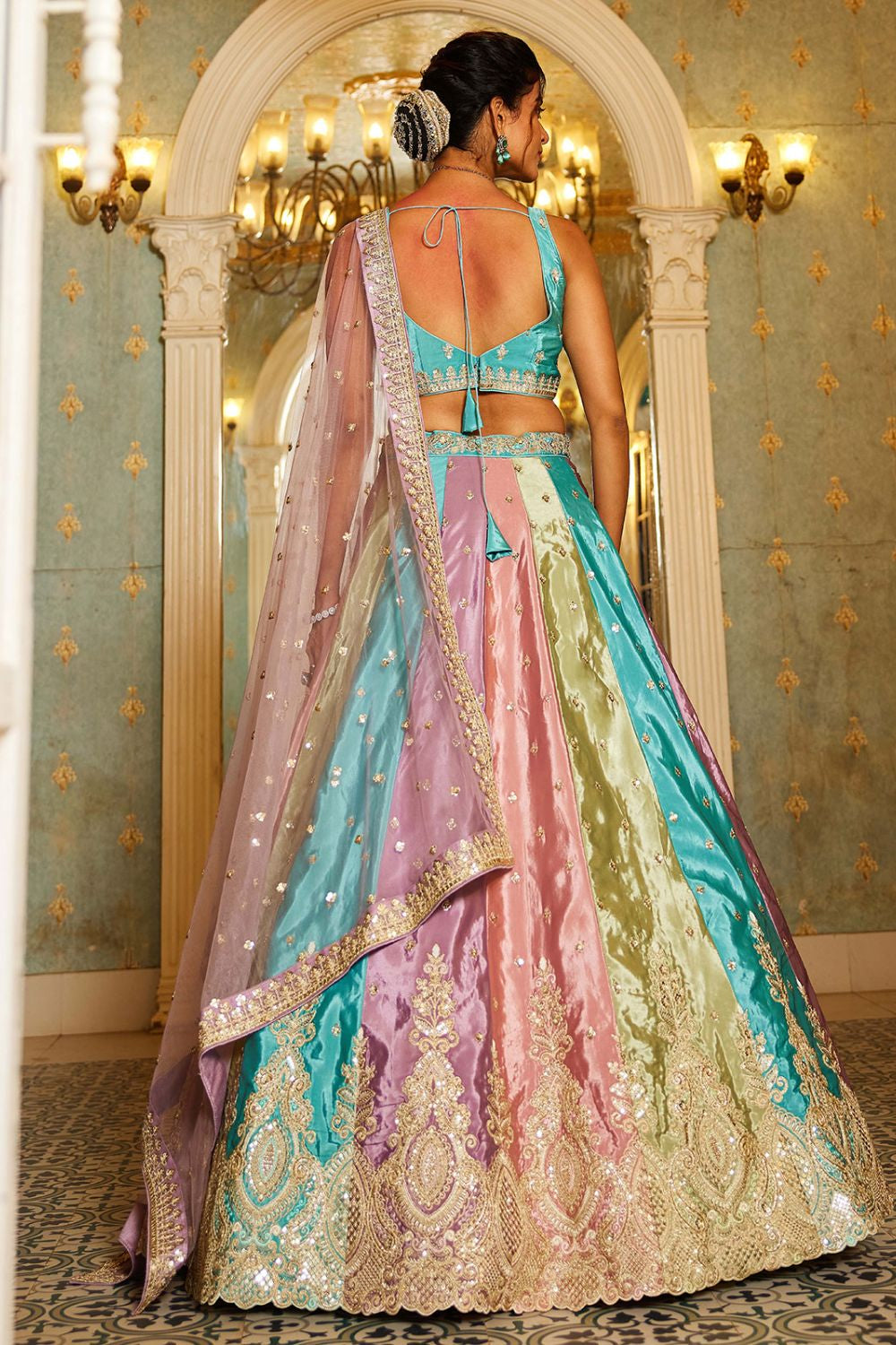 Yellow Multi Organza Wedding Lehenga Choli SFROY509007