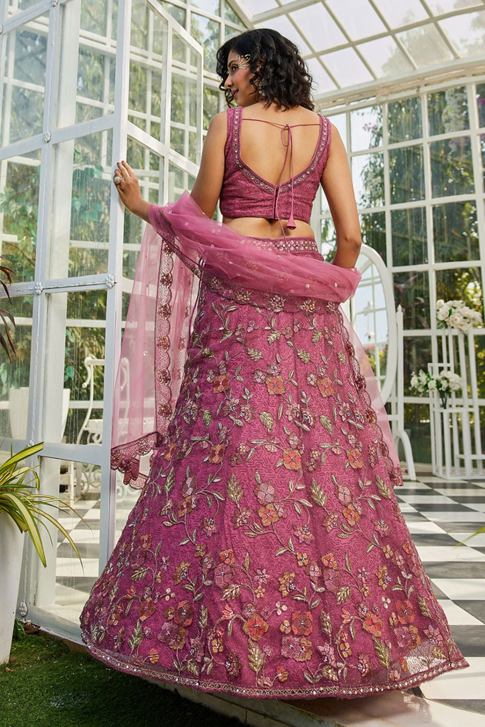 Pink Net Heavy Party Lehenga Choli Set SFROY509021