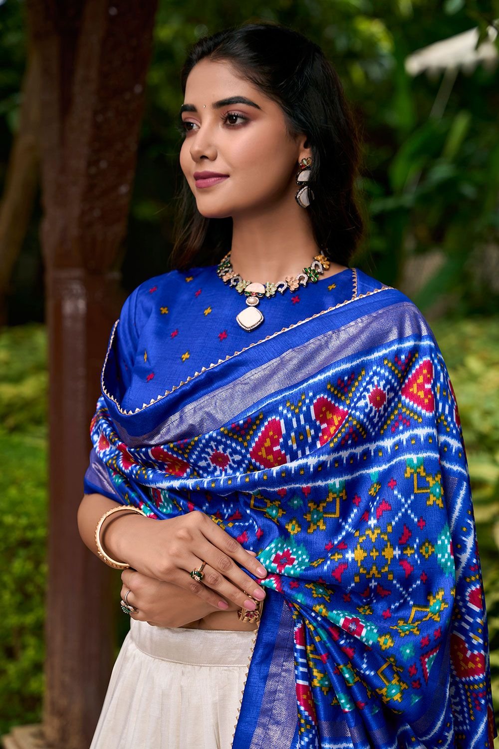 Cream Tussar Silk Navratri Lehenga Choli SFROY536603