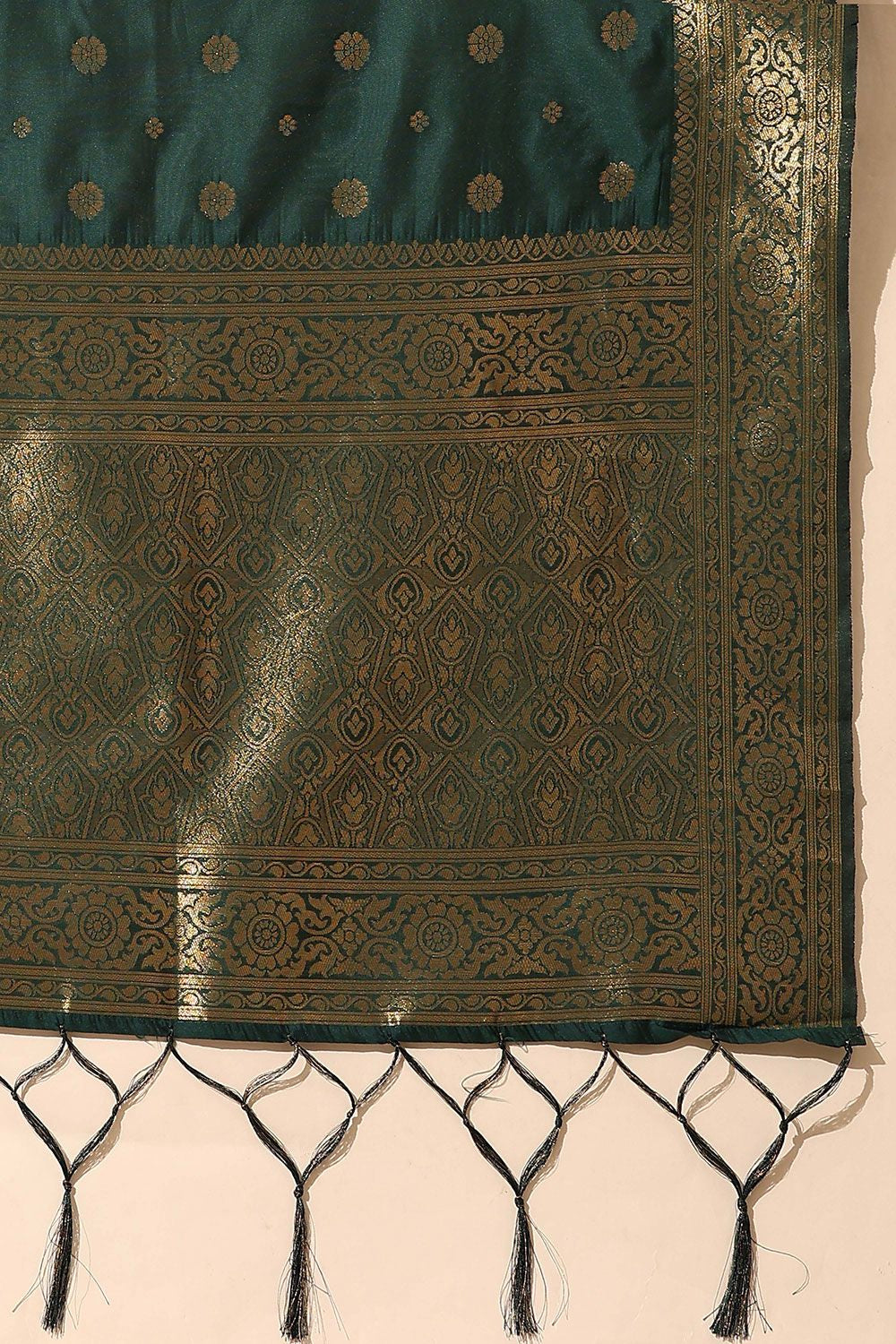 Green Jacquard Navratri Lehenga Choli In Zari Work SFROY537101