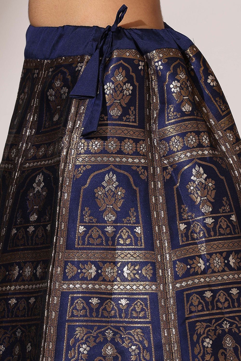 Blue Jacquard Navratri Lehenga Choli In Zari Work SFROY537102