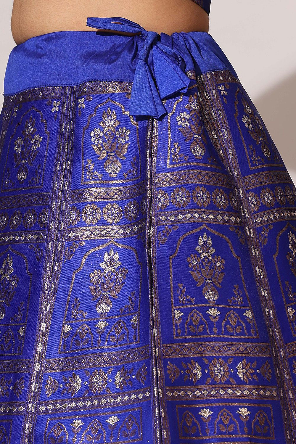 Royal Blue Jacquard Navratri Lehenga Choli In Zari Work SFROY537105