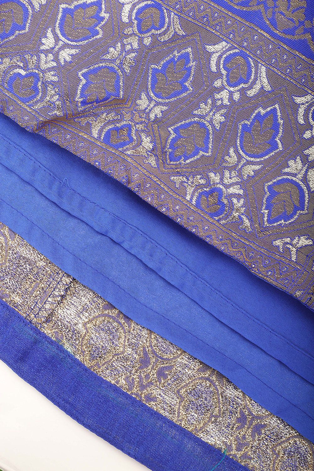 Royal Blue Jacquard Navratri Lehenga Choli In Zari Work SFROY537105