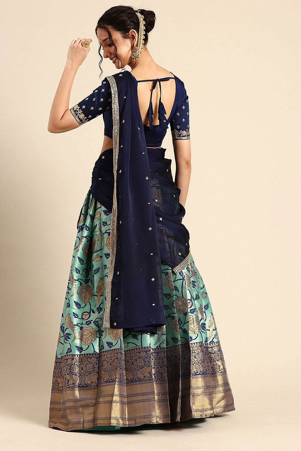 Blue Silk Navratri Lehenga Choli Set SFROY537402