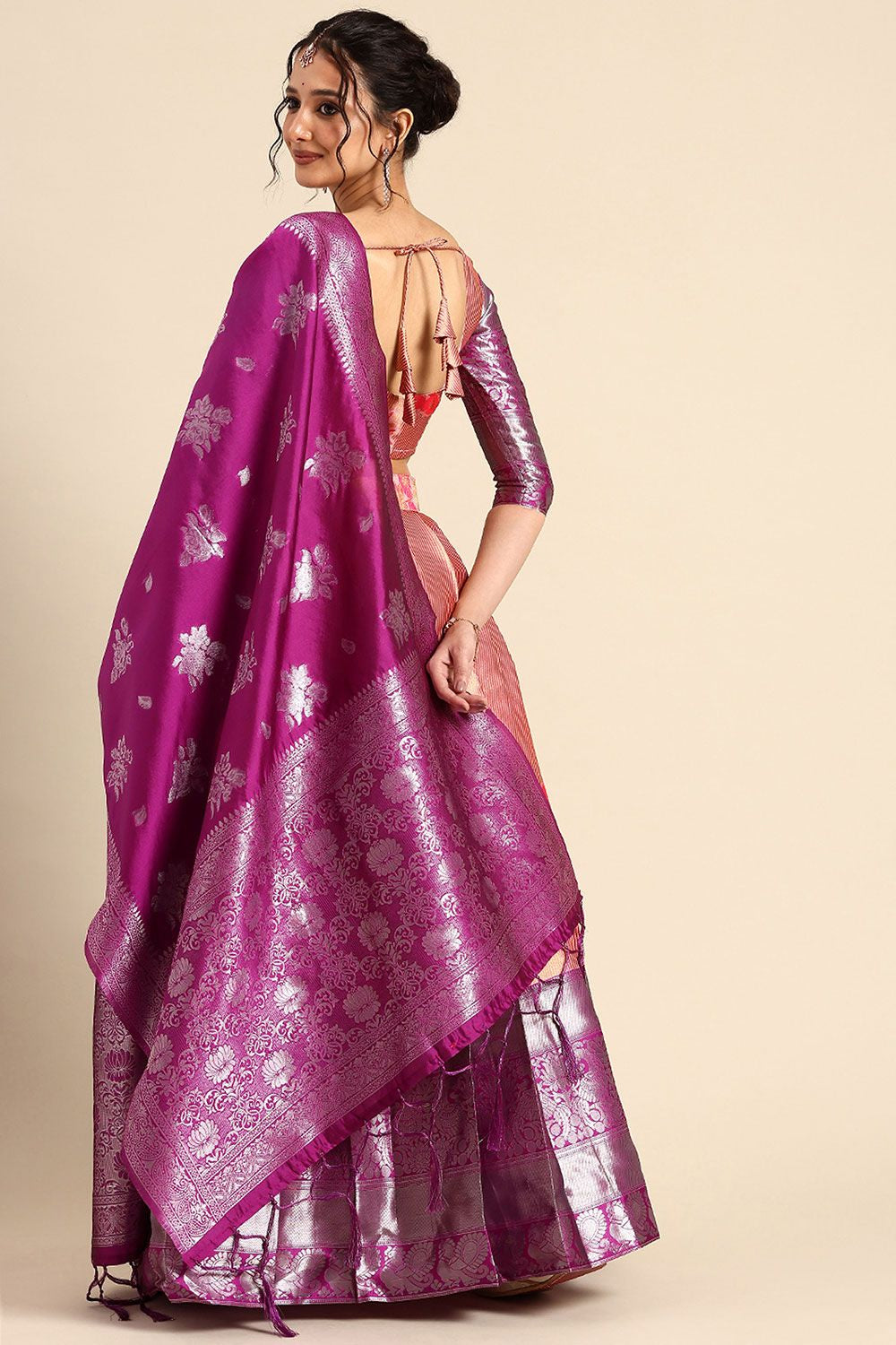 Peach Silk Sangeet Lehenga Choli SFROY537901