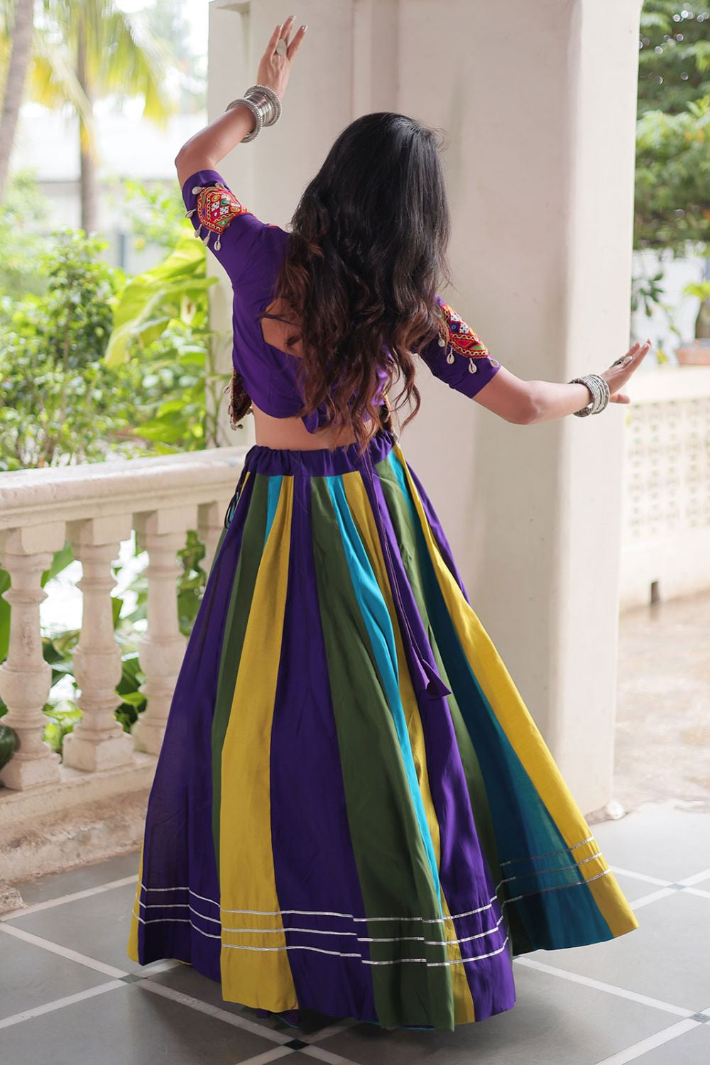 Purple Silk Navratri Chaniya Choli Set Ready Made SFROY551501R