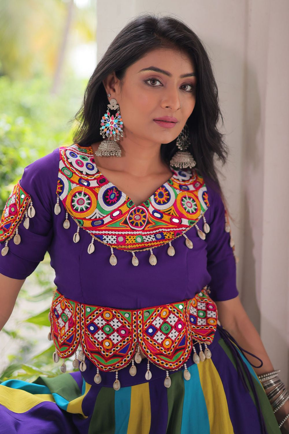 Purple Silk Navratri Chaniya Choli Set Ready Made SFROY551501R