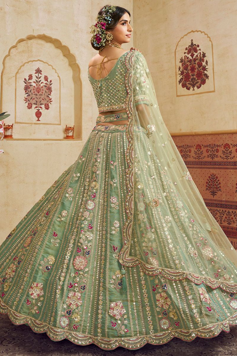 Green Net Lehenga Choli - SFROY553901