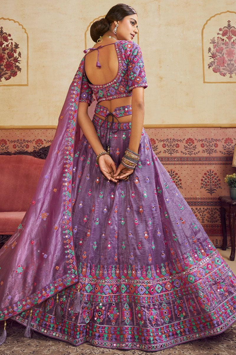 Purple Organza Lehenga Choli - SFROY553903