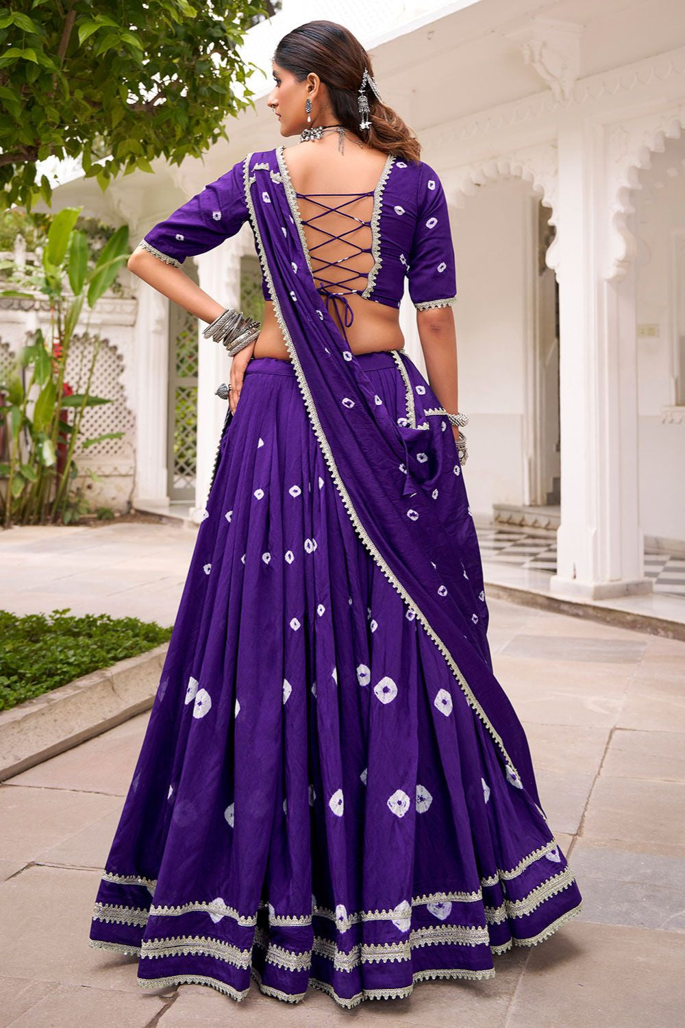 Purple Chanderi Navratri Chaniya Choli SFROY554701R