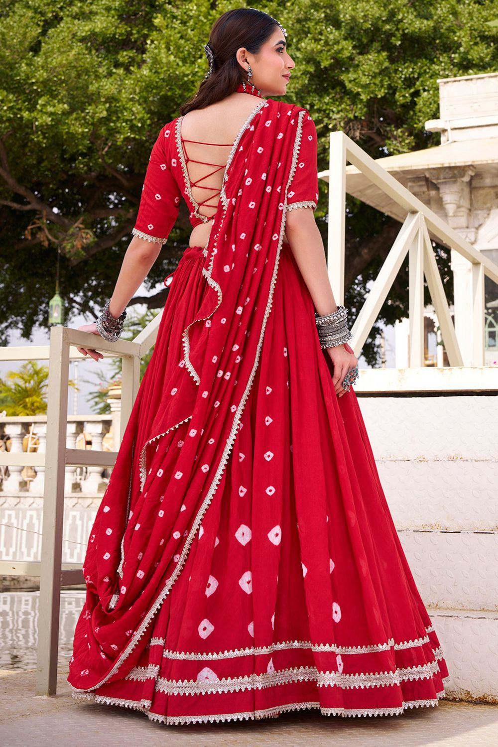 Red Chanderi Navratri Chaniya Choli SFROY554702R