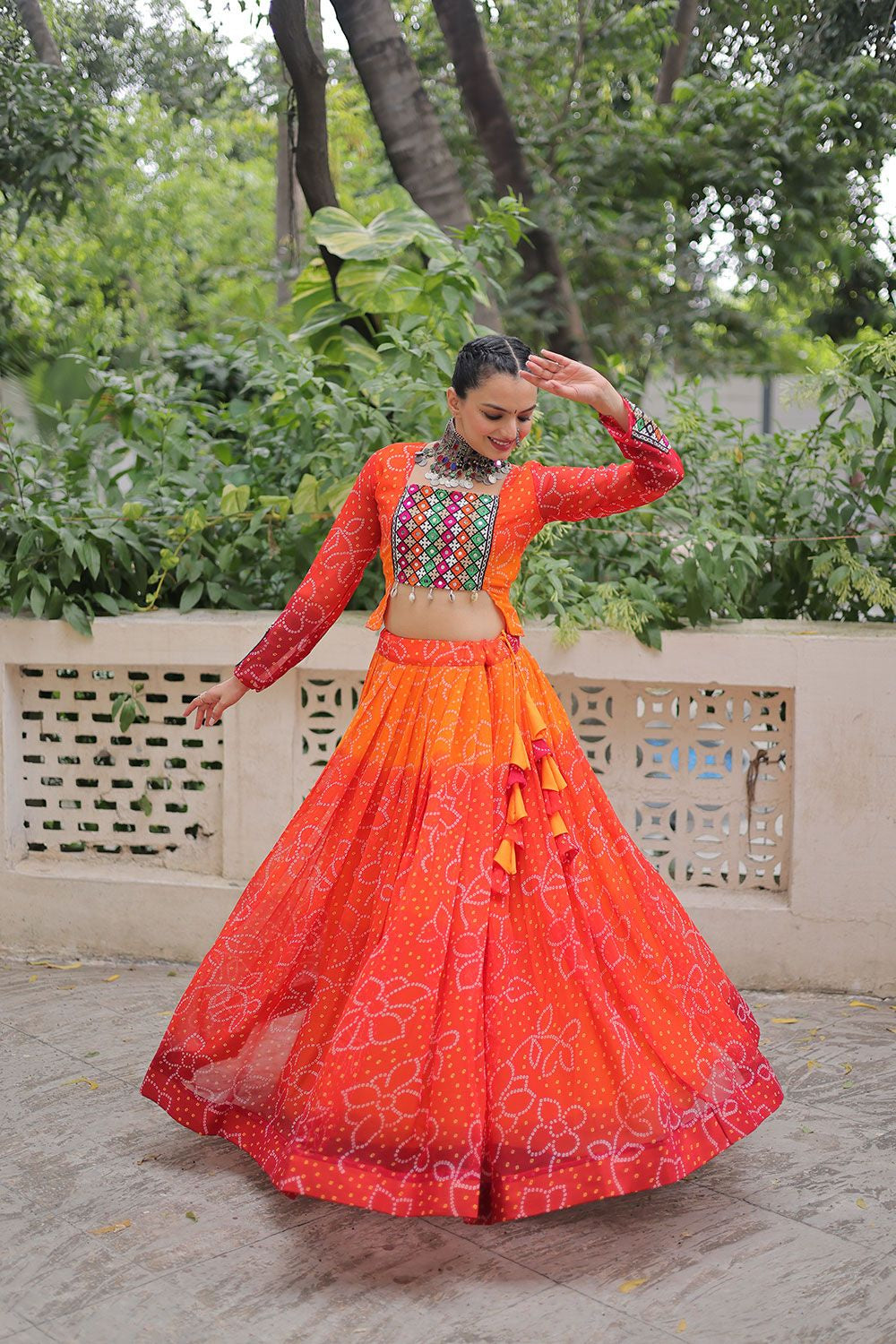 Orange Georgette Navratri Chaniya Choli SFROY555001R