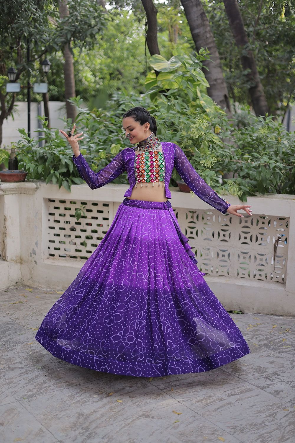 Purple Georgette Navratri Chaniya Choli SFROY555002R