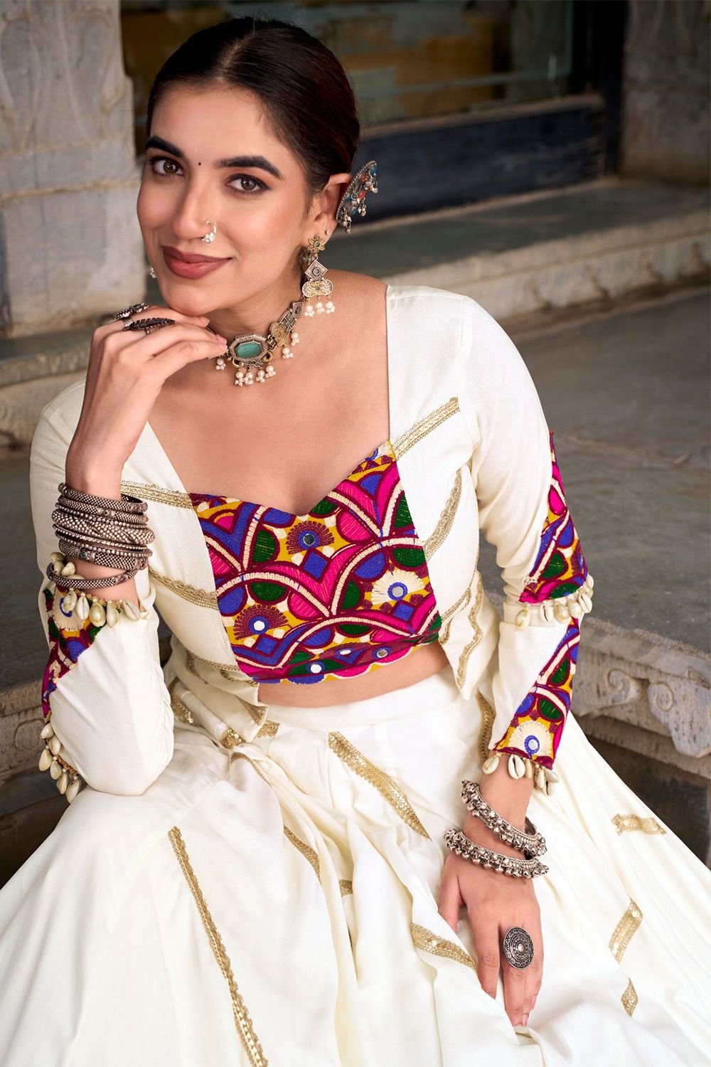 White Rayon Navratri Chaniya Choli SFROY555201R