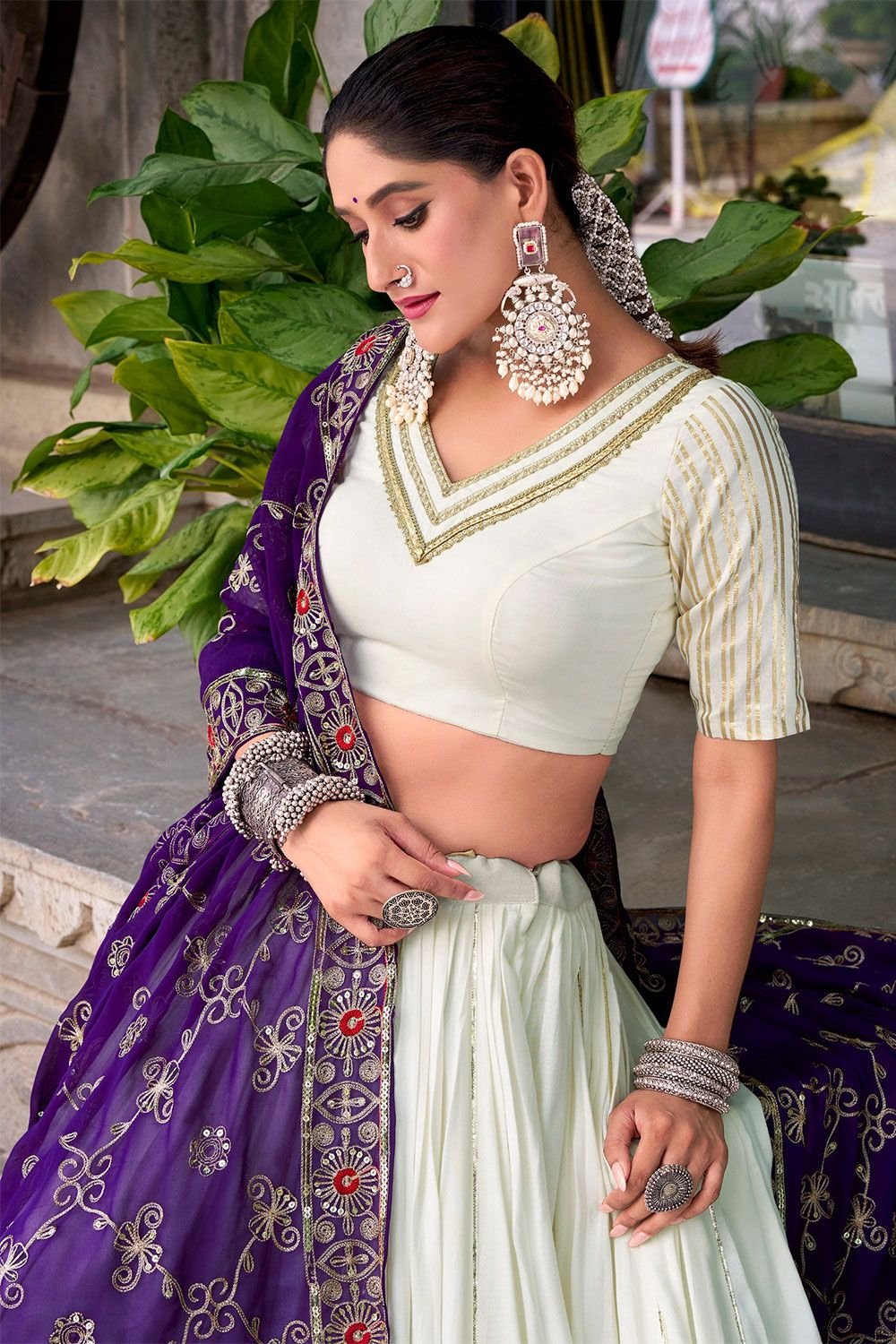 White Rayon Navratri Chaniya Choli SFROY555301R