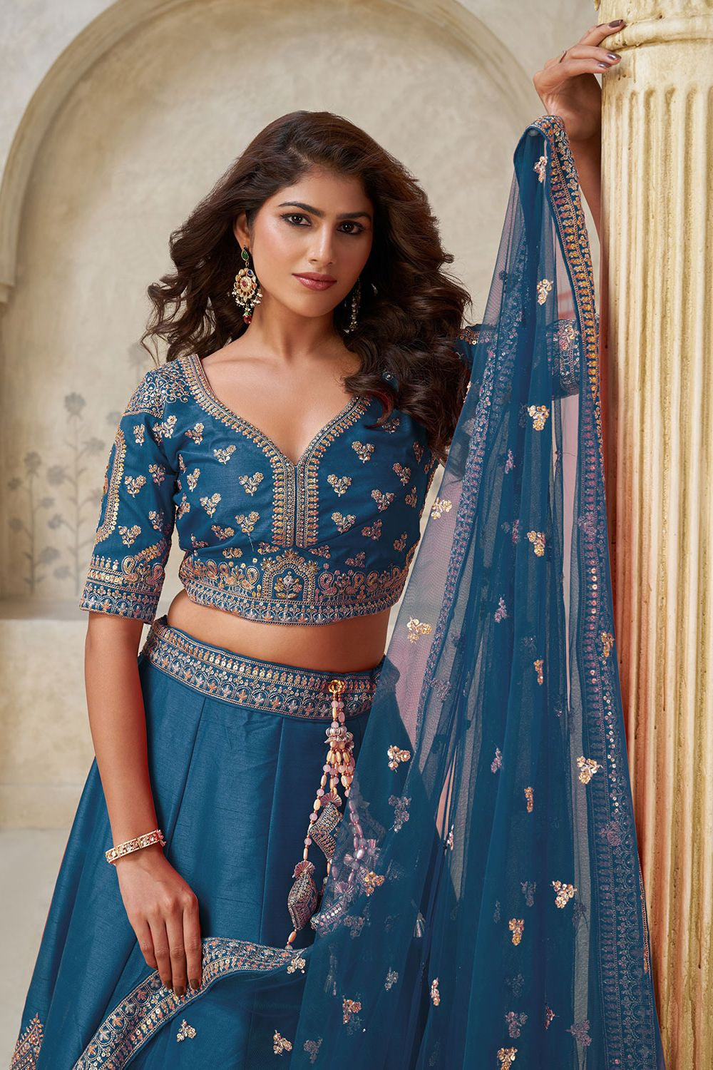Blue Silk Lehenga Choli - SFRELS6513