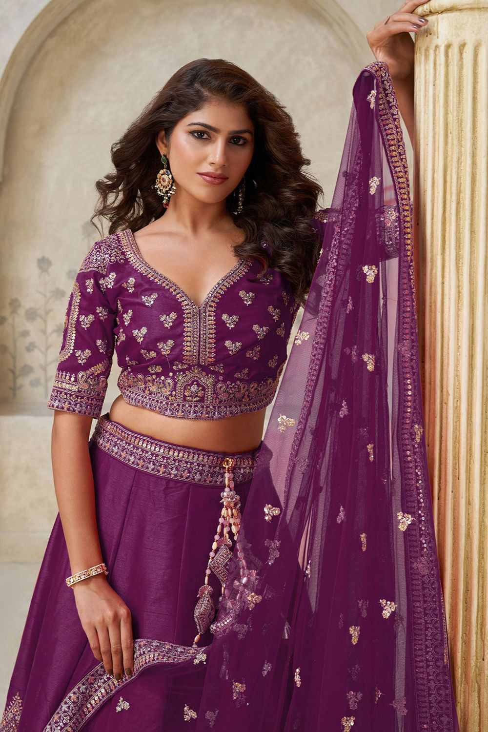 Magenta Silk Lehenga Choli - SFRELS6514