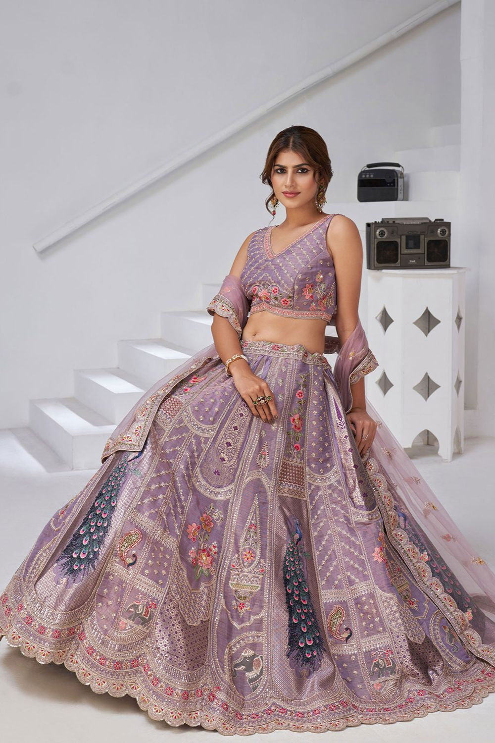 Purple Banarasi Lehenga Choli - SFRELS6517