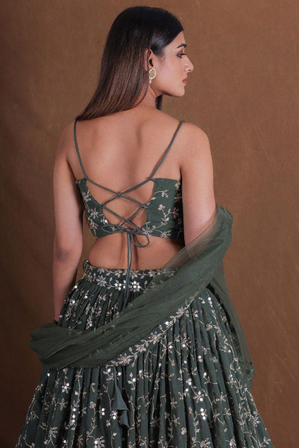 Green Georgette Party Wear Lehenga Choli SFROY565601