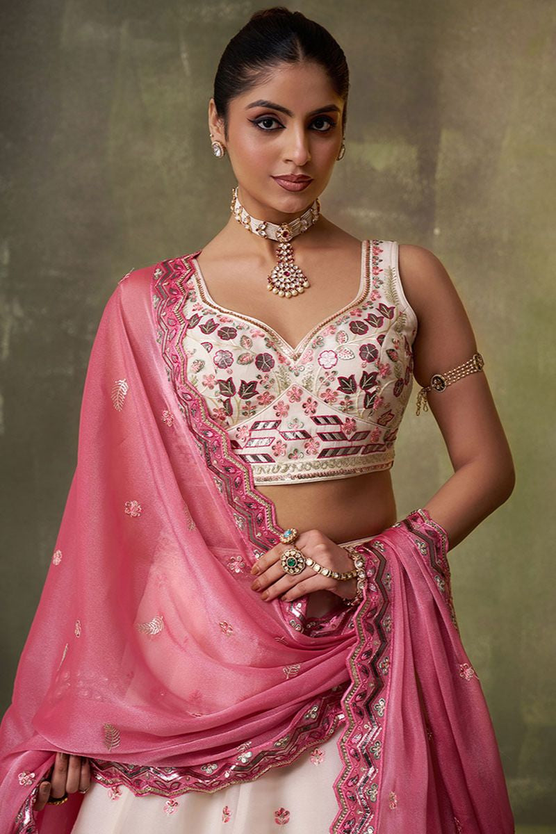 White Bridal Wedding Organza Lehenga Choli SFROY565723