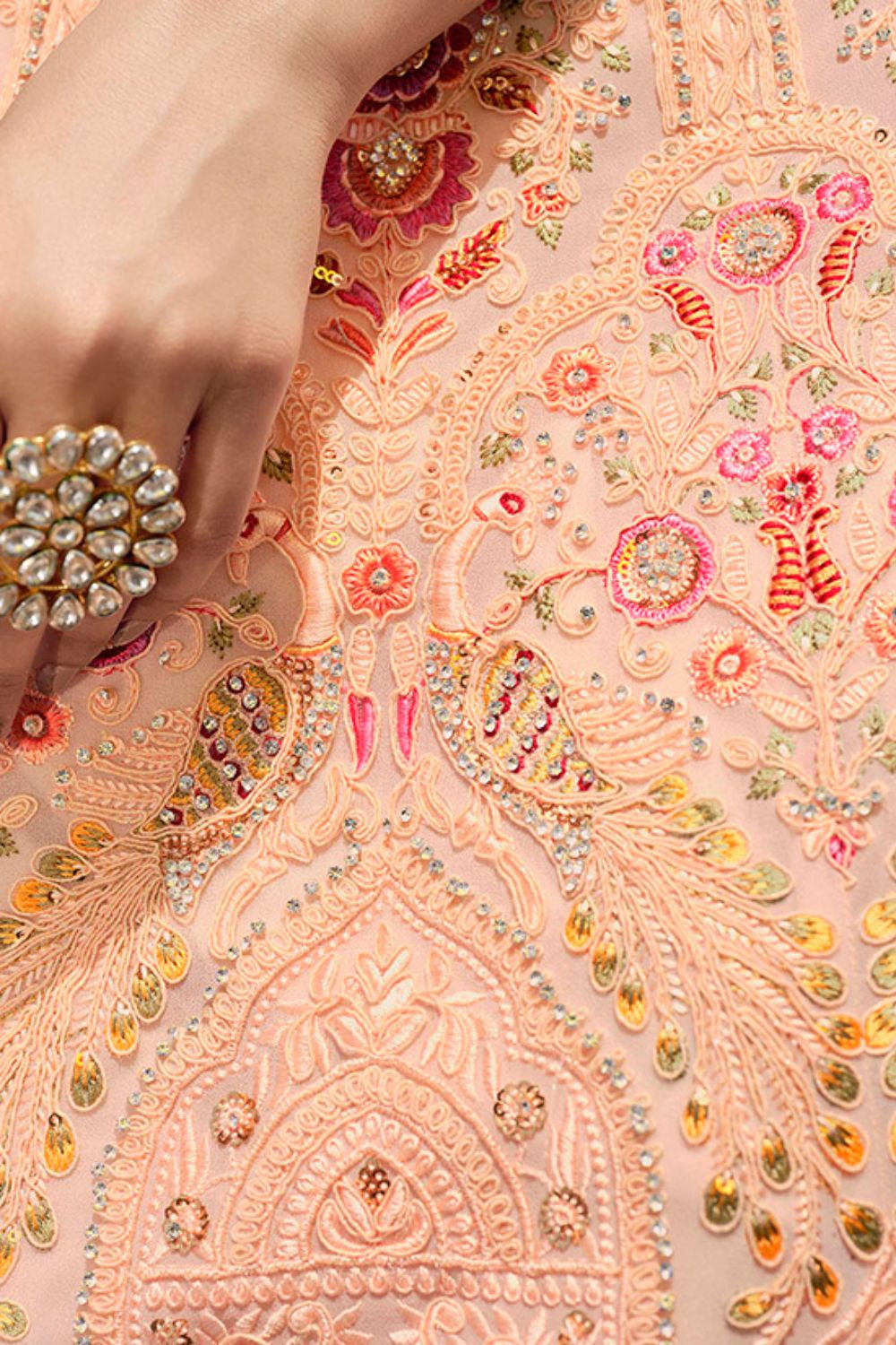 Peach Georgette Lehenga Choli - SFARY15105