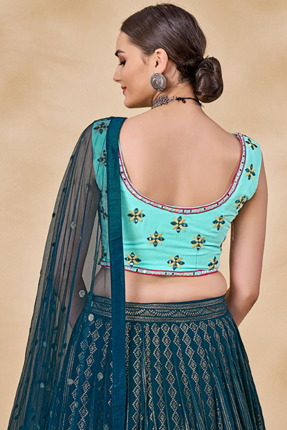 Blue Georgette Evening Lehenga Choli SFARY14503