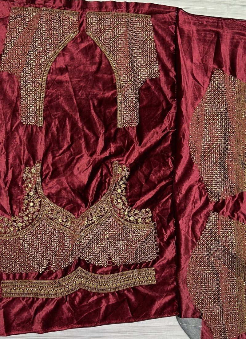 Yellow Bridal Wedding Lehenga Choli Set In Velvet SFANJ2928