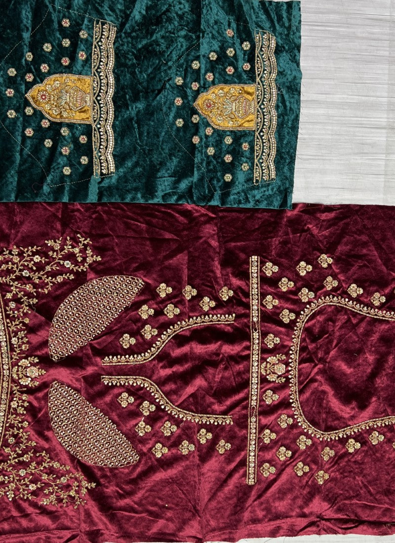 Yellow Bridal Wedding Lehenga Choli Set In Velvet SFANJ2930