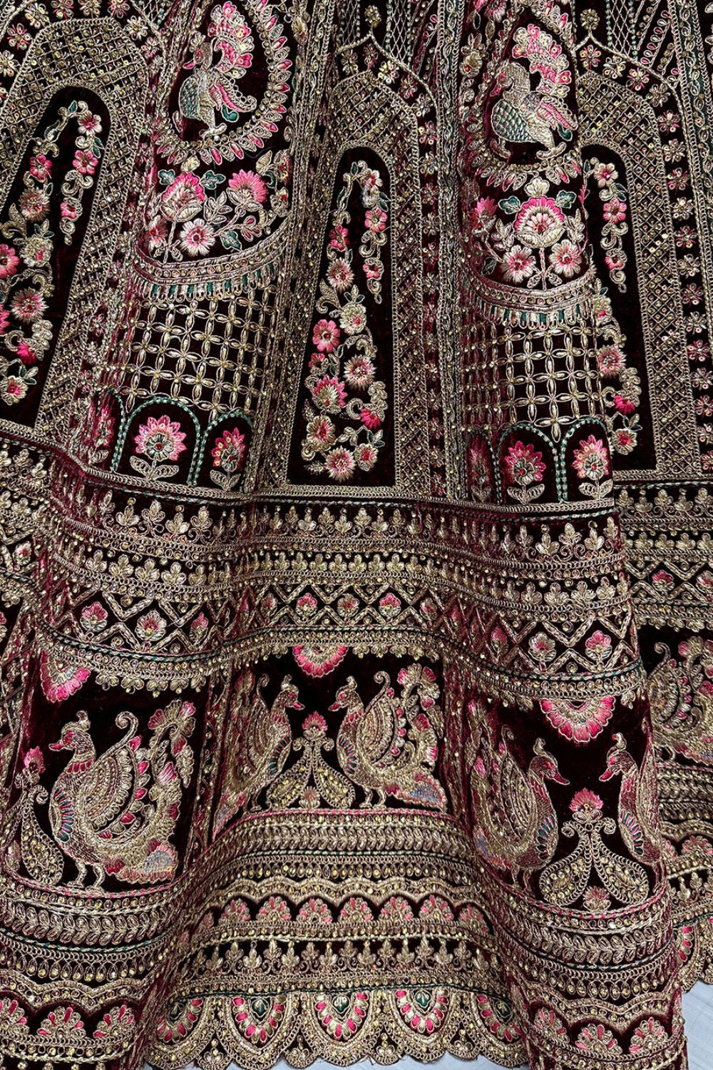 Maroon Refined Velvet Engagement Lehenga Choli SFANJ3014